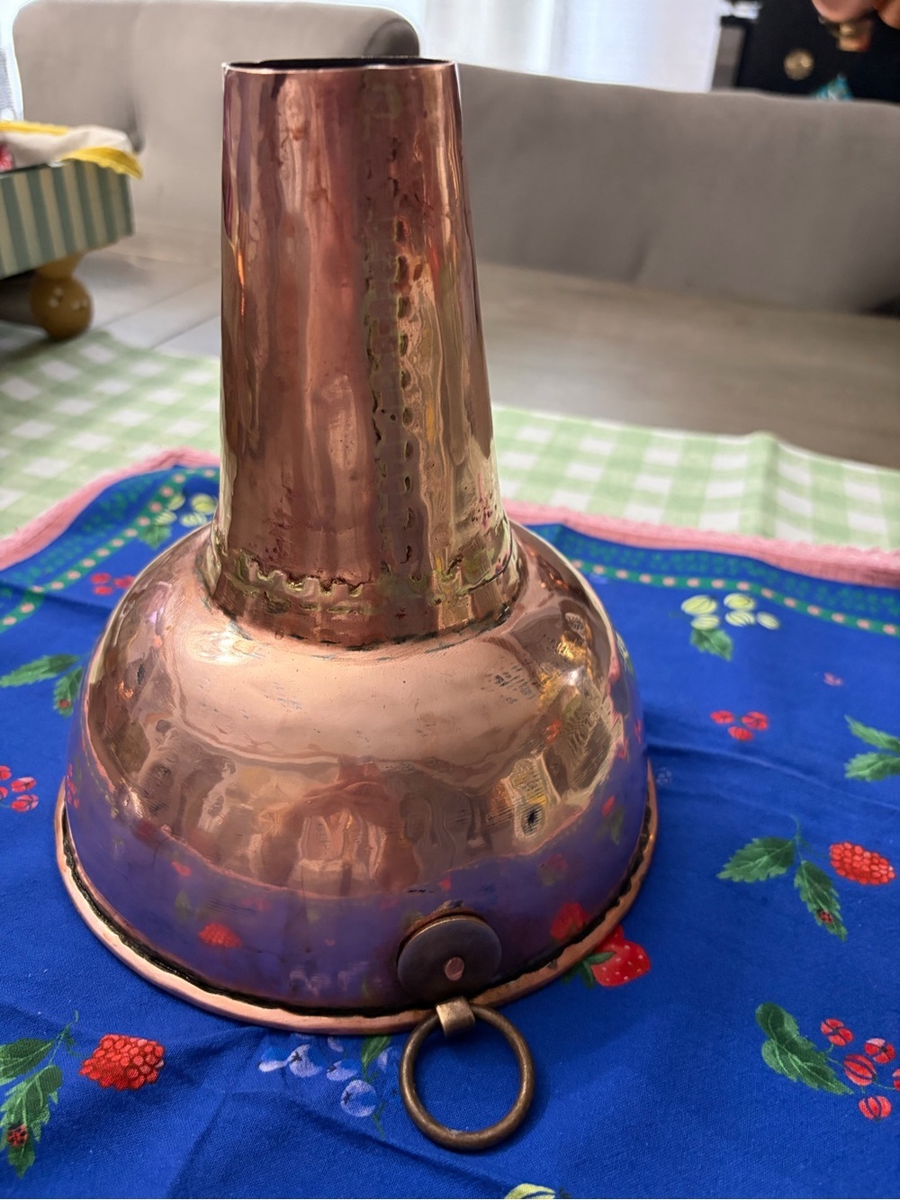 Vintage Hammered Copper Decorative Funnel  - Warm Copper Tone
